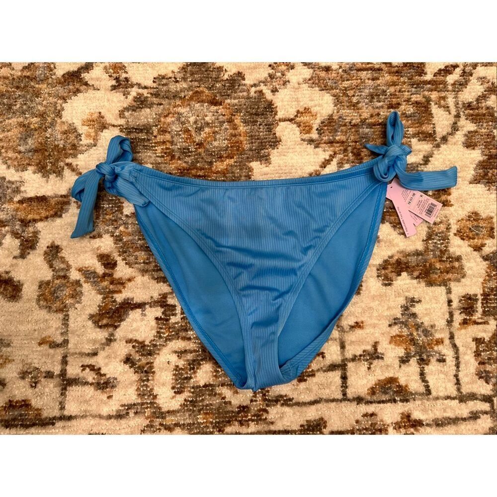 Wild Fable Blue Ribbed Tie Side Bikini Bottom Size X 17/18 New